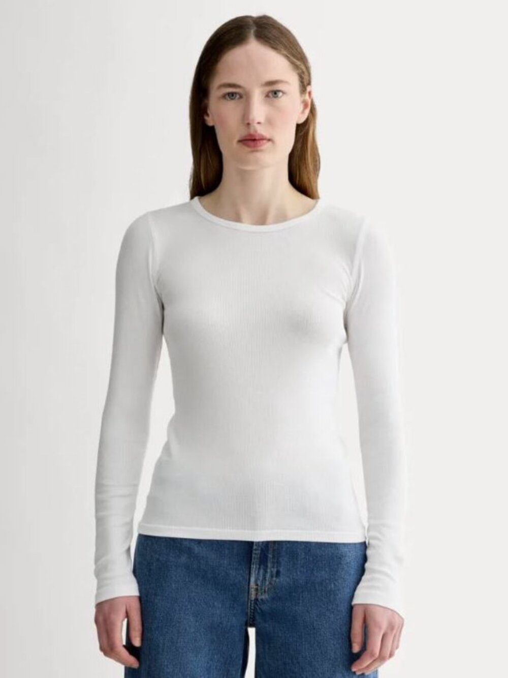 .. Everlane The Luxe Rib Long-Sleeve Crew, White (S)